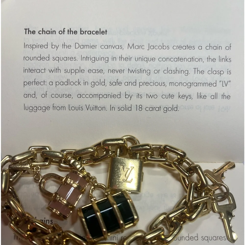 LOUIS VUITTON 2003 18KT GOLD CHARM BRACELET W/ 5 CHARMS - Picture 4 of 14